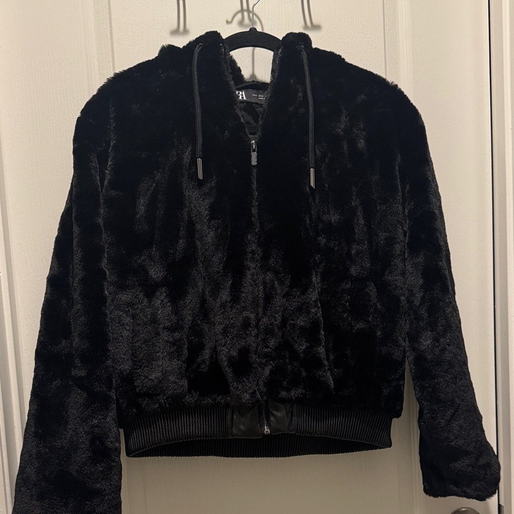 Zara Midnight Black Textured Jacket